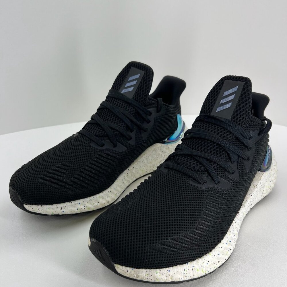 Adidas Alphaboost Running Shoes Men 10 Speckled Iridescent Breathable Core Black - Picture 4 of 14